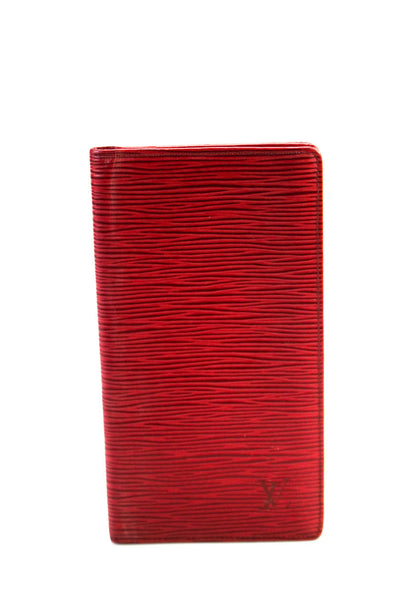Louis Vuitton Womens Epi Leather Open Front Card Holder Wallet Red
