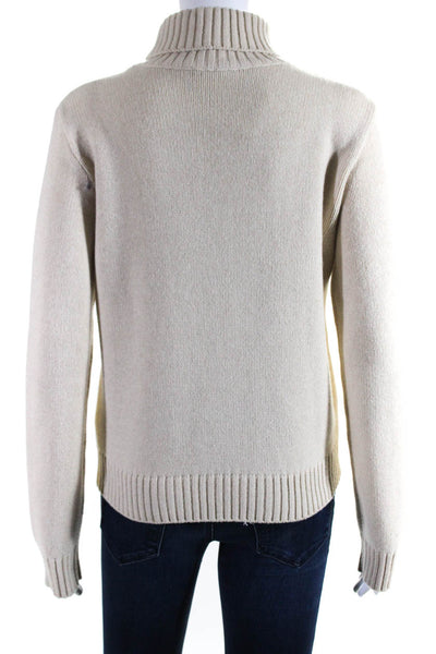 APC Womens Chevron Stripe Turtleneck Sweater Ivory Pink Navy Wool Size Small