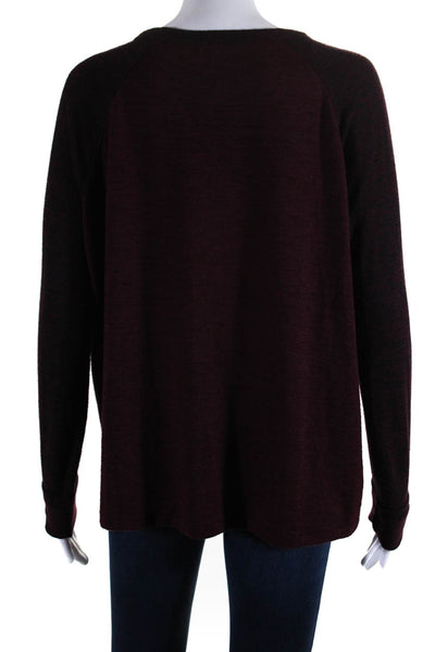 Rag & Bone Jean Women Knit Raglan Sleeve Baseball Tee Shirt Sweater Maroon Small