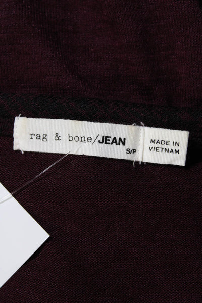 Rag & Bone Jean Women Knit Raglan Sleeve Baseball Tee Shirt Sweater Maroon Small