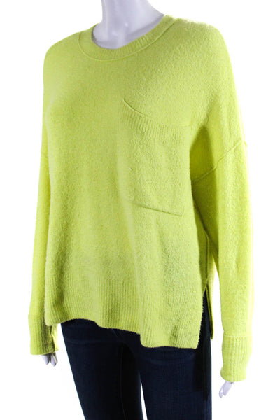 Pistola Womens Oversize Crew Neck Pullover Sweater Neon Yellow Size Small