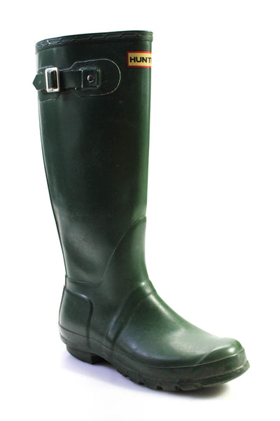 Hunter Womens Knee High Original Rubber Rain Boots Dark Green Size 7