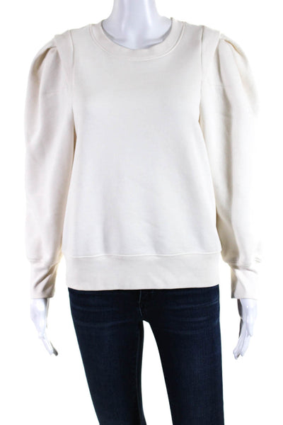 Frame Women's Crewneck Long Sleeves Pullover Sweatshirt Cream Size M