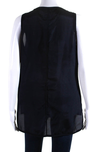 Go Silk Women's Scoop Neck Sleeves Hi-Lo Hem Silk Blouse Black Size S