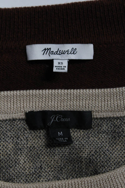 J Crew Madewell Womens Crewneck Collared Sweaters Beige Brown Size M XS Lot 2