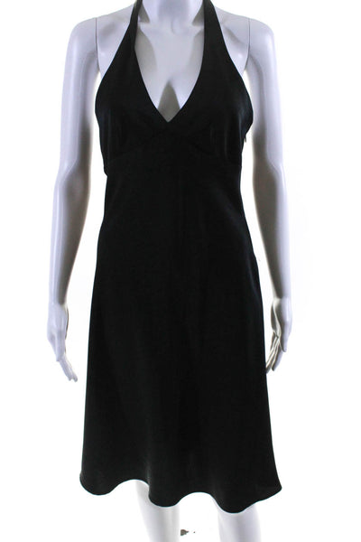 BCBG Max Azria Womens Halter Neck Sleeveless A Line Dress Black Size 4