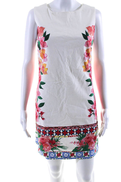 Desigual Womens Floral Print Sleeveless Dress White Multi Colored Size EUR 38
