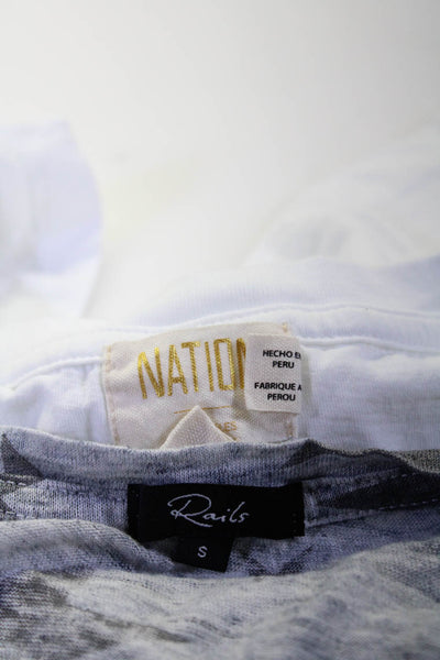 Nation LTD Rails Womens Tee Shirts White Grey Size Medium Small Lot 2