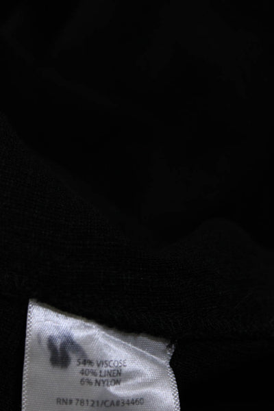 Eileen Fisher Womens Linen Open Front Long Sleeve Cardigan Sweater Black Size PL