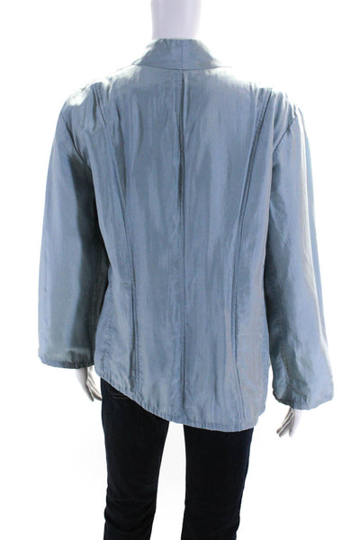 Eileen Fisher Womens Cotton Blend Open Front Cardigan Sweater Blue Size L