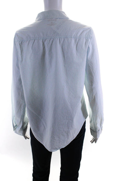 Lilly Pulitzer Womens Blue/White Striped Cotton Long Sleeve Blouse Top Size M