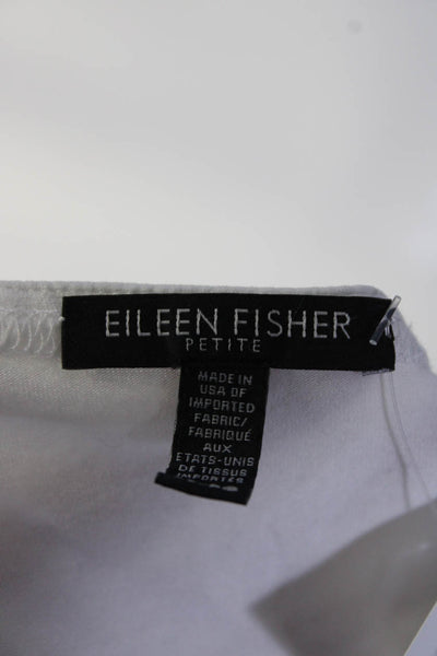 Eileen Fisher Petite Womens Long Sleeved Round Neck Basic T Shirt White Size PL