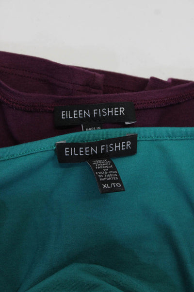 Eileen Fisher Womens Sleeveless Round Neck Tank Tops Purple Blue Size XL Lot 2