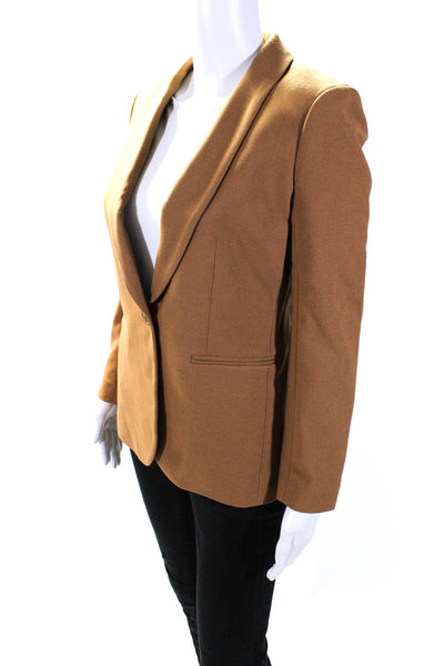 J Crew Womens Woven One Button Blazer Jacket Brown Wool Size 2