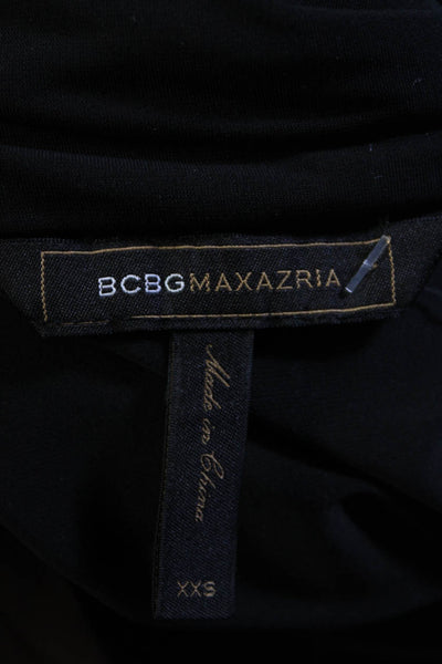 BCBGMAXAZRIA Womens Black Drape Neck Sleeveless Mini Bodycon Dress Size XXS