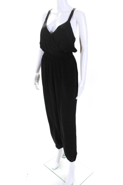 Twelfth Street by Cynthia Vincent Womens V-Neck Ruched Jumpsuit Black Size S