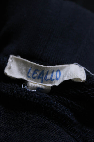 Leallo Womens Cotton Long Sleeve Pullover Sweatshirt Sweatpants Set Navy Size S