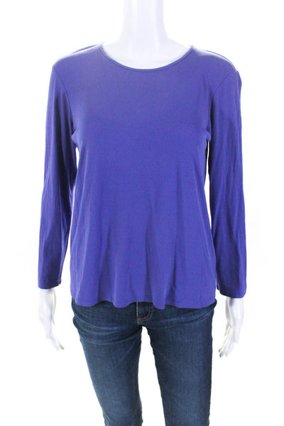 Eileen Fisher Womens Round Neck Basic Fit Long Sleeved T Shirt Purple Size PM