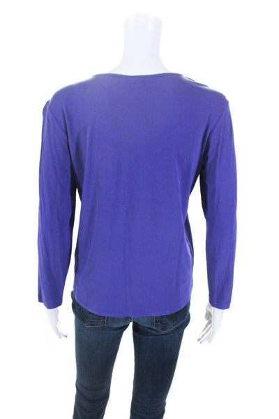 Eileen Fisher Womens Round Neck Basic Fit Long Sleeved T Shirt Purple Size PM