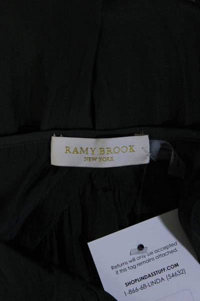 Ramy Brook Womens Studded V Neck Sleeveless Tank Blouse Green Gold Tone Size XS