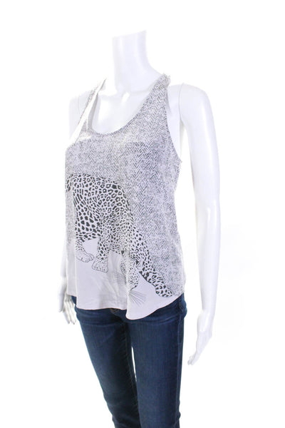 Joie Womens 100% Silk Graphic Sleeveless Scoop Neck Tank Top Pink Gray Size XS