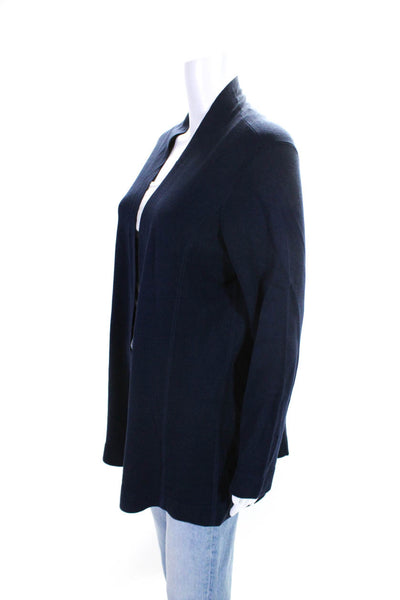 Eileen Fisher Women's Long Sleeves Open Front Cardigan Sweater Navy Blue Size L