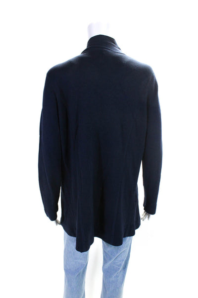 Eileen Fisher Women's Long Sleeves Open Front Cardigan Sweater Navy Blue Size L