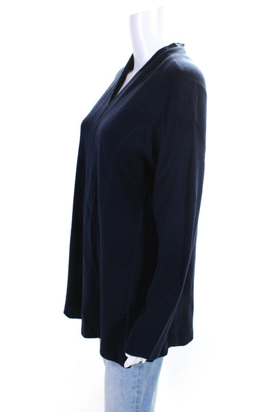 Eileen Fisher Women's Round Neck Long Sleeves Open Front Cardigan Blue Size M