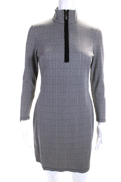 J. Mclaughlin Womens Stretch Abstract High Neck Long Sleeve Dress Brown Size XS