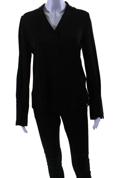 Kobi Halperin Womens Silk Long Sleeves Collared Blouse Black Size Extra Small