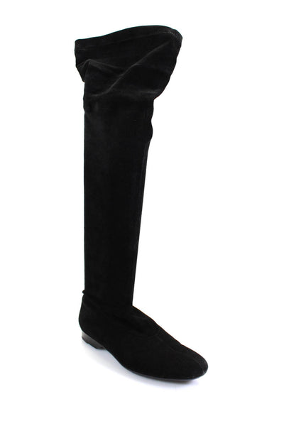 Robert Clergerie Womens Solid Black Suede Over the Knee High Boots Shoes Size 7B