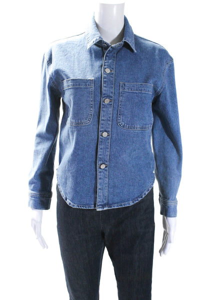 DL1961 Womens Long Sleeved Collared Button Down Denim Jean Jacket Blue Size XS