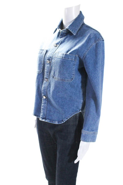 DL1961 Womens Long Sleeved Collared Button Down Denim Jean Jacket Blue Size XS