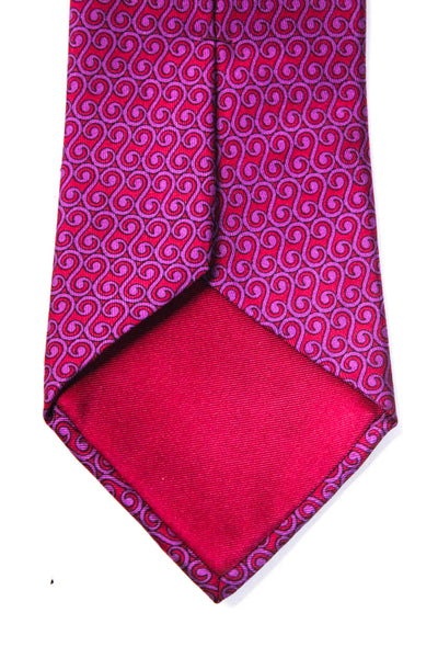 Hermes Womens Silk Abstract Print Tie Necktie Purple Size OS
