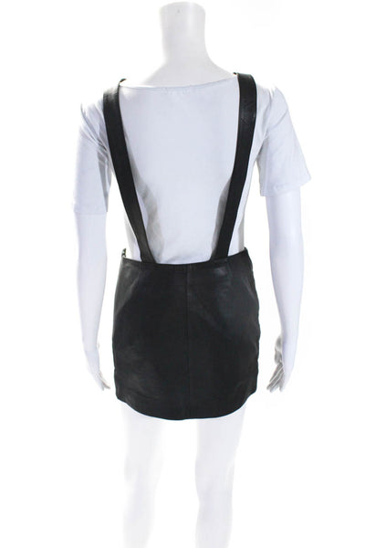 Maje Womens Leather Sleeveless Suspenders Mini Skirt Black Size EUR 36