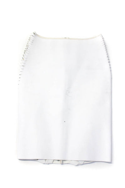 Dion Lee Womens Leather Woven Detail Sides Pencil Skirt White Size 4