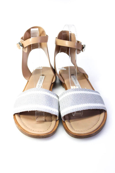 Andrea Gomez Womens Leather Slingbacks Sandals Silver White Size 37 7