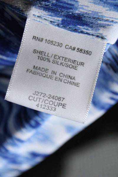 Joie Womens Silk V Neck Sleeveless Ikat Print Tank Blouse Blue Size XS