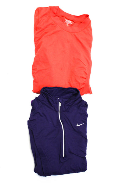 Athleta Nike Womens Bright Red Crew Neck Long Sleeve Sweatshirt Size S Lot 2