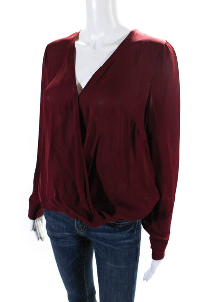 L'Agence Womens Silk Cowl Neck Long Sleeve Pullover Blouse Top Red Size XS