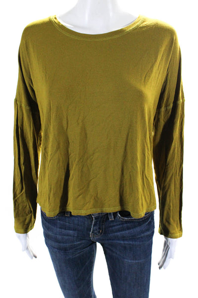 Eileen Fisher Womens Round Neck Long Sleeve Pullover T-Shirt Green Size L
