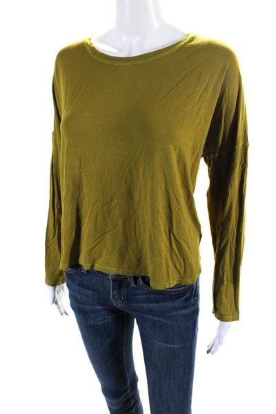 Eileen Fisher Womens Round Neck Long Sleeve Pullover T-Shirt Green Size L