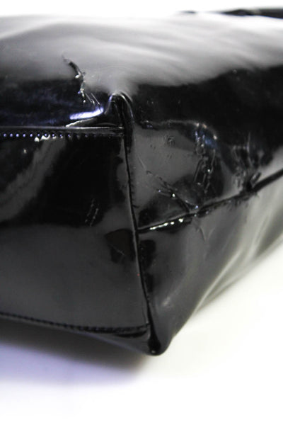 Kate Spade New York Womens Patent Leather Top Handle Handbag Black Size Large