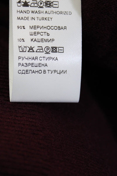 Patou Womens Cropped Crew Neck Jumper Sweater Ruby Wine Wool Size Medium