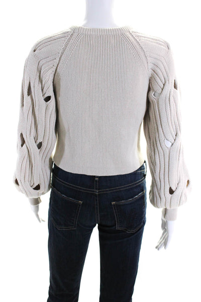 Jonathan Simkhai Womens Crew Neck Sweater Beige Cotton Size Extra Small