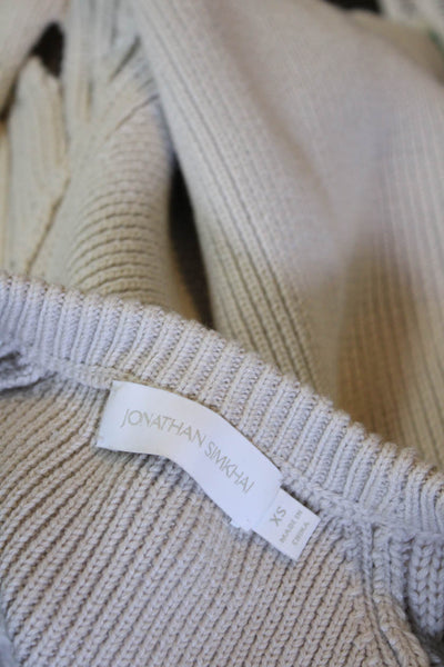 Jonathan Simkhai Womens Crew Neck Sweater Beige Cotton Size Extra Small
