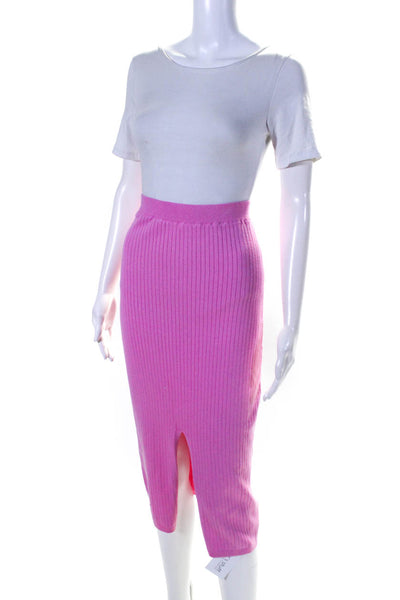 Free People Womens Ribbed Knit Front Slit Pencil Skirt Pink Size S