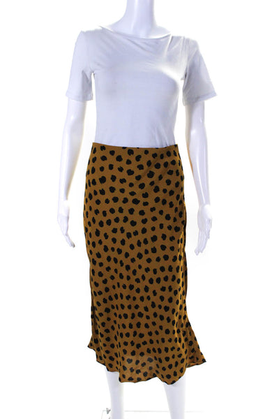 Madewell Womens Spotted Print Midi Bias Skirt Brown Size 4