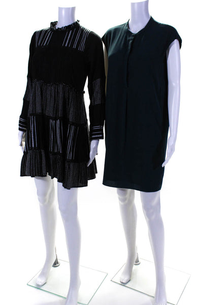 Zara Babaton Womens Long Sleeve High Neck Striped A Line Dress Blak Size S Lot 2