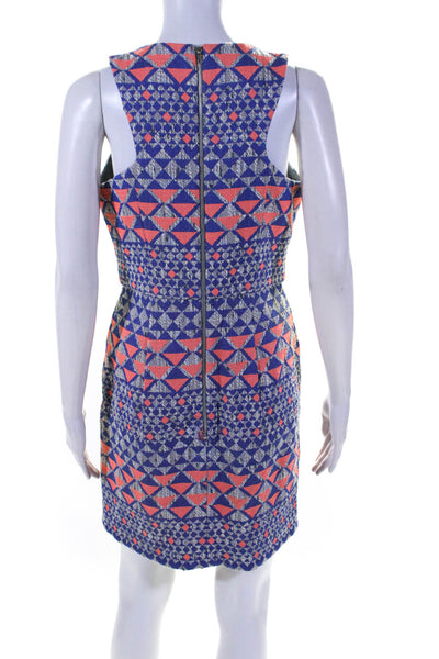 Nomad Womens Geomatric Print V Neck Pencil Dress Blue Pink Size 8P